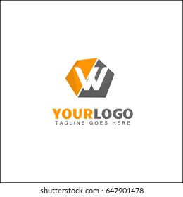 W letter hexagonal geometric logo concept