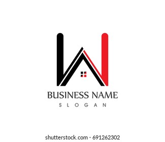 W Letter Home Logo Design template