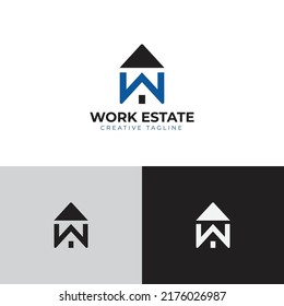 W letter with house real estate logo icon