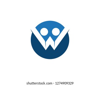 W letter human character logo template
