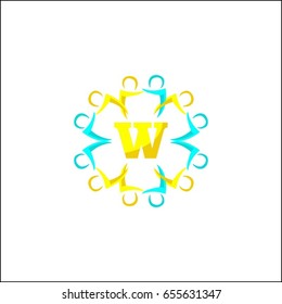 W letter icon. Social relationship logo and icon.