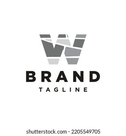 W Letter initial brick stone logo icon vector
