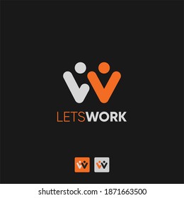 W letter initial Community, network and social logo design template vector