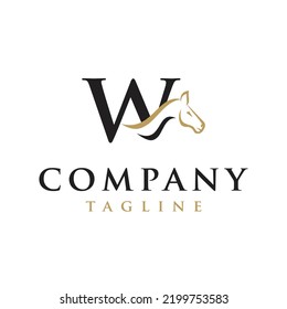 W Letter initial Horse Ranch Stable Stallion equestrian Logo design.  
Horse design elegant high end vector illustration, creative horse logo template, 
modern logo creative unique icon