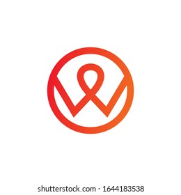 W letter initial icon logo design vector template illustration