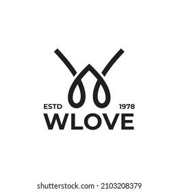 W Letter Initial Knot Love Vector Logo Design