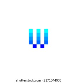 W letter initial logo blue tones pixel logo