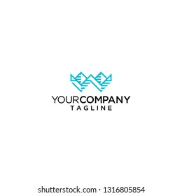 W letter initial logo geometric line vector icon