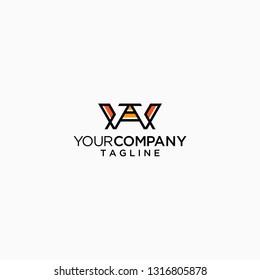 W letter initial logo geometric line vector icon