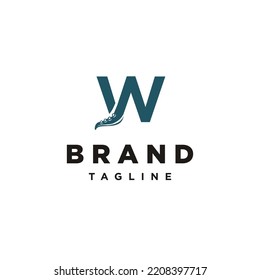 W Letter initial octo octopus cracen logo icon vector Template