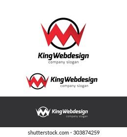W letter king web design logo template
