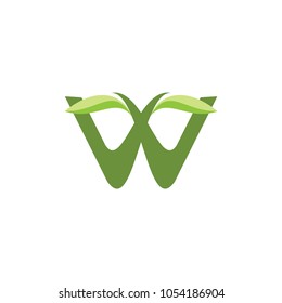 W letter with leaf logo design vector