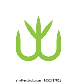 Letra W con vector de diseño de logotipo de hoja