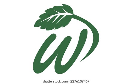 W Letter with Leaf Logo Vector