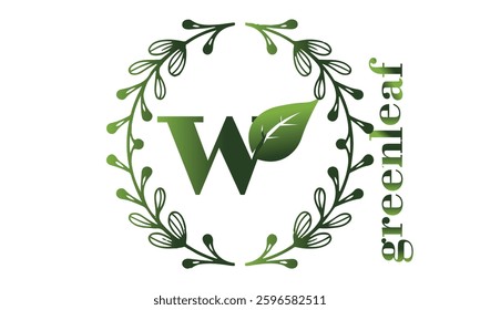 W Letter with Leaf Logo Vector