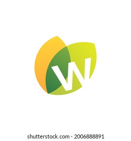 w letter leaf overlapping color logo vector icon illustration