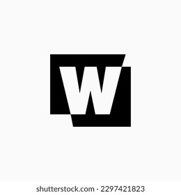 W Letter Lettermark Square Initial Negative Space Logo Vector Icon Illustration