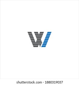 W I letra logotipo diseño abstracto sobre fondo de color blanco. monograma wi