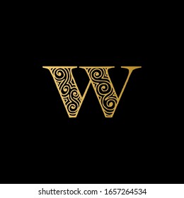 W letter logo with black background.W letter icon.This is golden letter design.