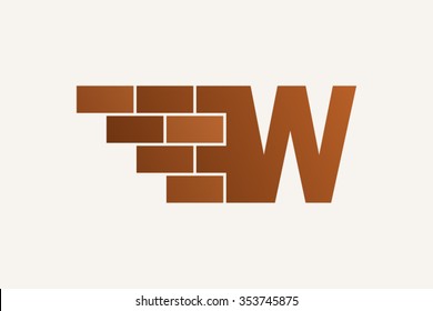 W letter Logo, brick wall logo design.