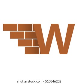 W  letter Logo, brick wall logo design with place for your data.  Vector image. 
