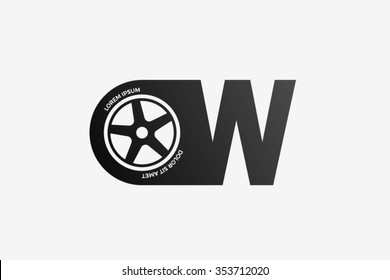 W Letter Logo, Car Wheel Logo Design.