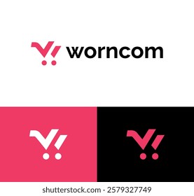 w letter logo with cart- w letter logo - ecommerce logo - cart logo