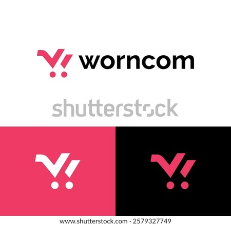 w letter logo with cart- w letter logo - ecommerce logo - cart logo