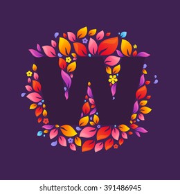 W letter logo in a circle of flames. Fire font style, vector design template elements for your ecology application or corporate identity.