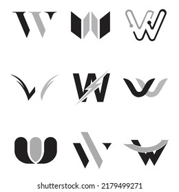 W letter logo collection design