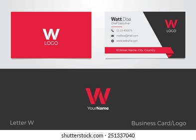 W Letter Logo Corporate Business card