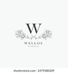 W letter logo with a creative floral concept for company business beauty real estate premium vector