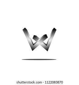 W letter logo design. 3d style.