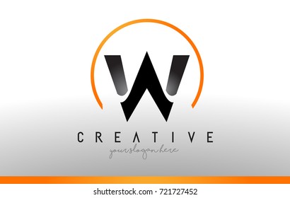 W Letter Logo Design with Black Orange Color. Cool Modern Icon Letters Logo Vector.