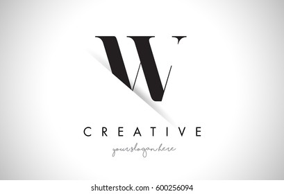 W Letter Logo Design With Creative Paper Cut And Serif Font.