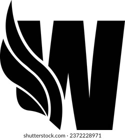 W letter logo design element in black colour