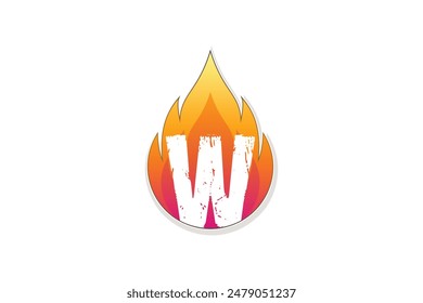 W-Buchstaben-Logo-Design im Feuer-Initial im Aquarell-Stil Premium Vektorgrafik