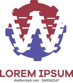W letter logo design. Letter w in gear shape vector illustration. Automobile garage vector logo.	