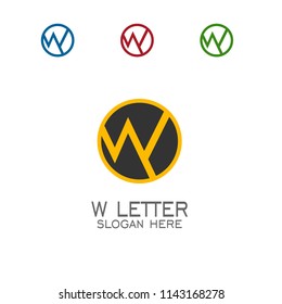 W letter logo design. letter w graphic design, circle concept template.