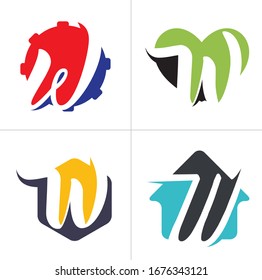 w letter logo design in heart and home. letter w icon vector illustration.