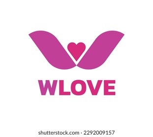 w letter logo design with heart symbol sign is a clean and elegant professional logo for a company or personal