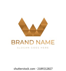 W Letter Logo Design Made of Triangles