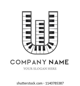 W Letter Logo Design Piano keyboard logo. Music icon design template. vector illustration.