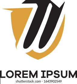 Diseño del logotipo de letra W. Letra w en la ilustración vectorial de escudo. icono de seguridad	