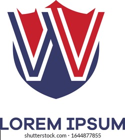 W letter logo design. Letter w in shield vector illustration. safety and security icon	