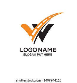 W Letter logo design template for use transportation business