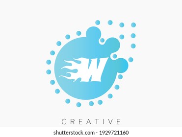 Plantilla de diseño de logotipo con colores y puntos azules.