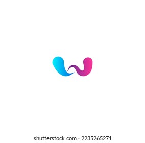 W letter logo design template elements. Modern abstract digital alphabet letter logo. Vector illustration. Colorful W logo.