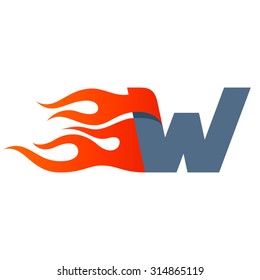 W letter logo design template. Fast fire speed vector unusual letter. Vector design template elements for your application or company.