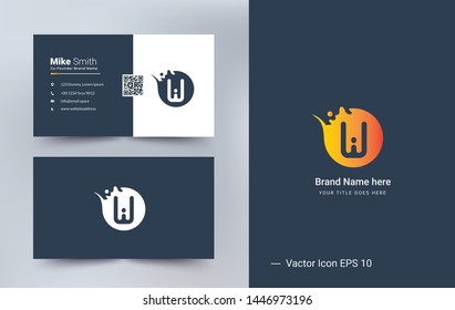 W Letter logo design vector element with Business card